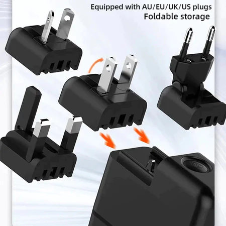 Travel Adapter 65W GaN Charger with Replaceable Plug UK/EU/US/AU Global Universal Travel Fast Charger