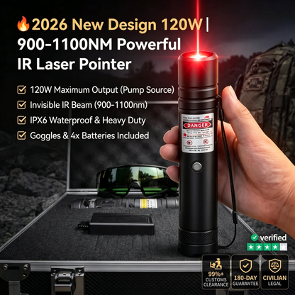 🔥120W 900-1100nm Infrared Laser Pen – 2026 Upgraded, Cuts & Marks with Precision