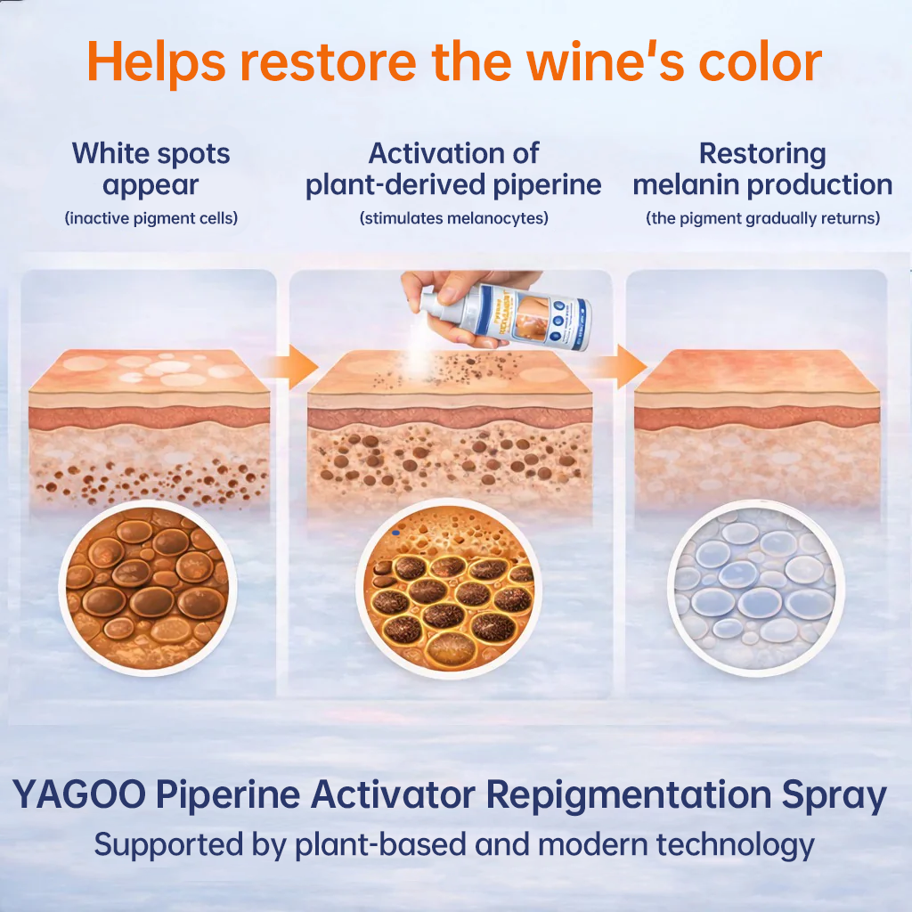 Wake up your skin’s natural colour with YAGOO® Piperine Repigment Activator Spray – formulated to activate dormant pigment cells and restore your true complexion.
