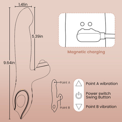 Yagoo Wiggling G Spot Vibrator with Clitoral Teaser Adult Vibrator Clitoris Nipple G-spot For Female Tease Dildo Stimulator Massager Vagina Masturbator Sex Toys for Women Couples