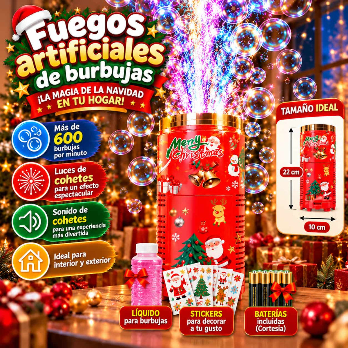 Magic Bubble Fireworks + Rocket Lights + Sound + Accessories Included