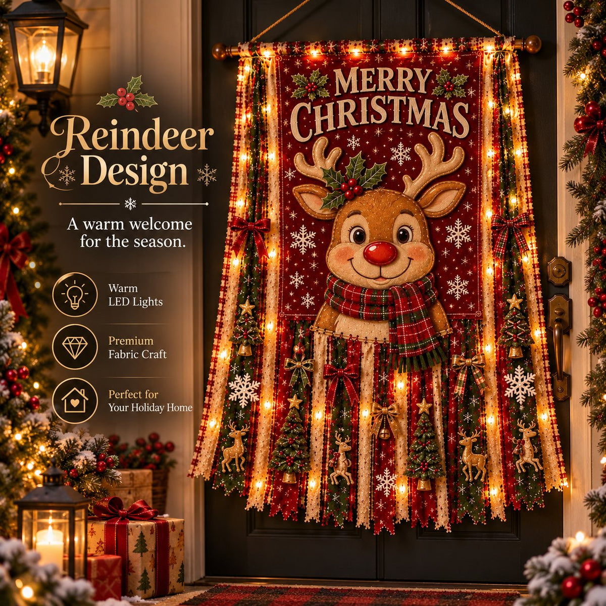 🎄✨ Christmas Glow Door Banner – Light-Up Holiday Welcome Decor for a Festive Entrance
