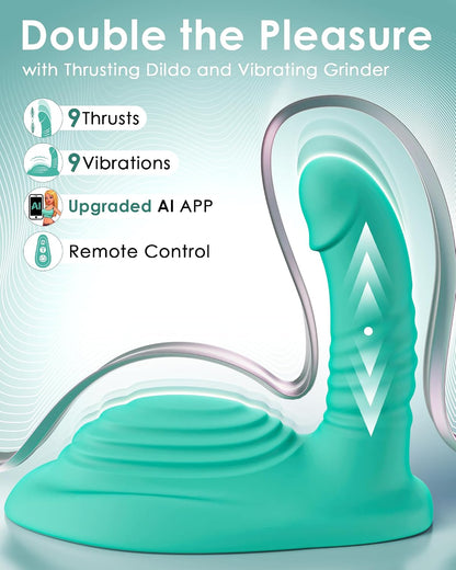 Riding-style vibrating dildo - Remote-controlled sex rubberd, 9 vibration modes