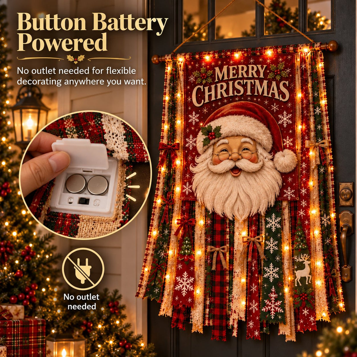 🎄✨ Christmas Glow Door Banner – Light-Up Holiday Welcome Decor for a Festive Entrance