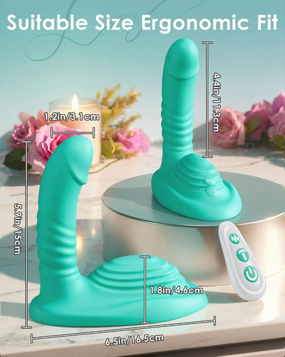 Riding-style vibrating dildo - Remote-controlled sex rubberd, 9 vibration modes