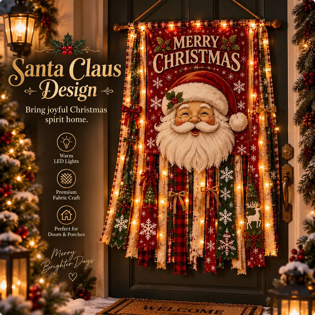 🎄✨ Christmas Glow Door Banner – Light-Up Holiday Welcome Decor for a Festive Entrance