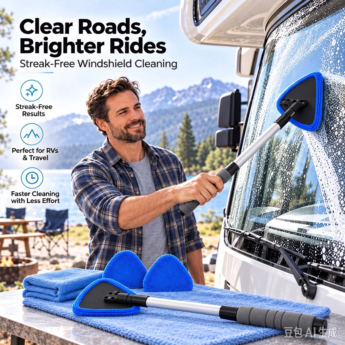 Dual Magnetic Car Window Cleaner | Streak-Free Car Window Cleaning Kit