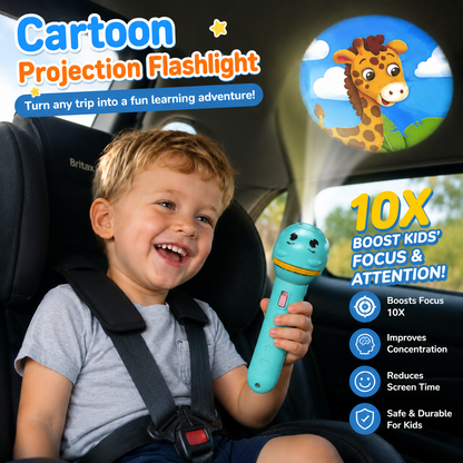Kids Bedtime Story Projection Flashlight - 48 Pattern STEM Learning Toy with 6 Slides