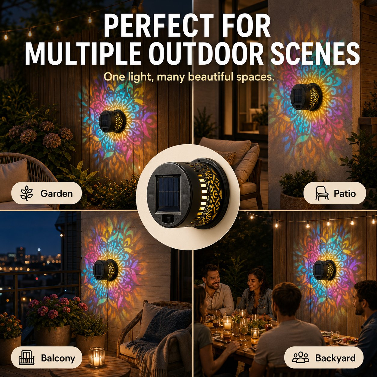 Seven-Color Changing Solar Mandala Lights