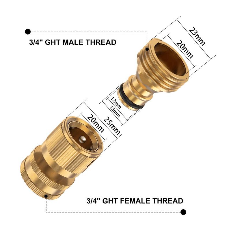 Garden Hose Quick Connector-Solid Brass 3/4 Inch GHT Thread Fitting