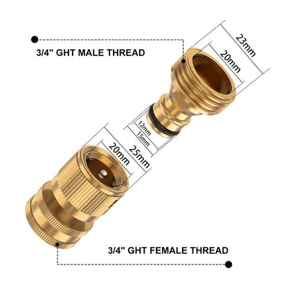 Garden Hose Quick Connector-Solid Brass 3/4 Inch GHT Thread Fitting