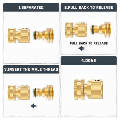 Garden Hose Quick Connector-Solid Brass 3/4 Inch GHT Thread Fitting