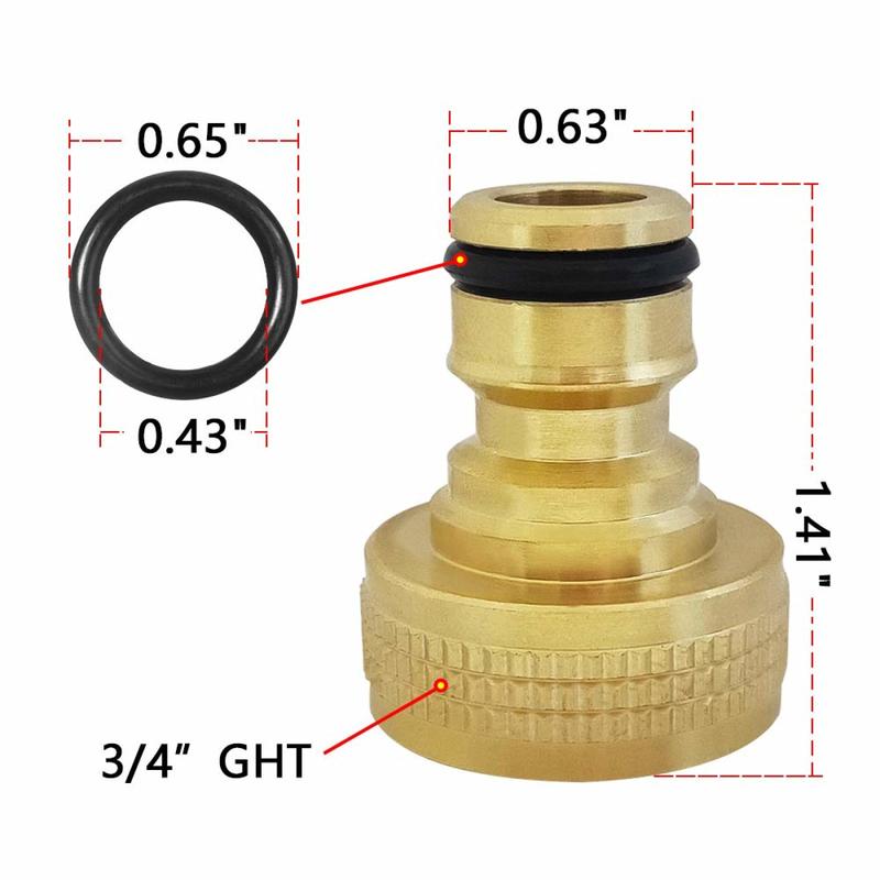 Garden Hose Quick Connector-Solid Brass 3/4 Inch GHT Thread Fitting