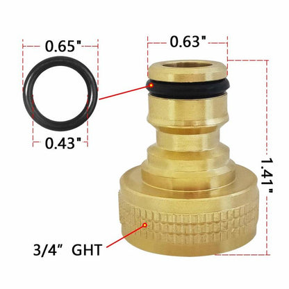 Garden Hose Quick Connector-Solid Brass 3/4 Inch GHT Thread Fitting