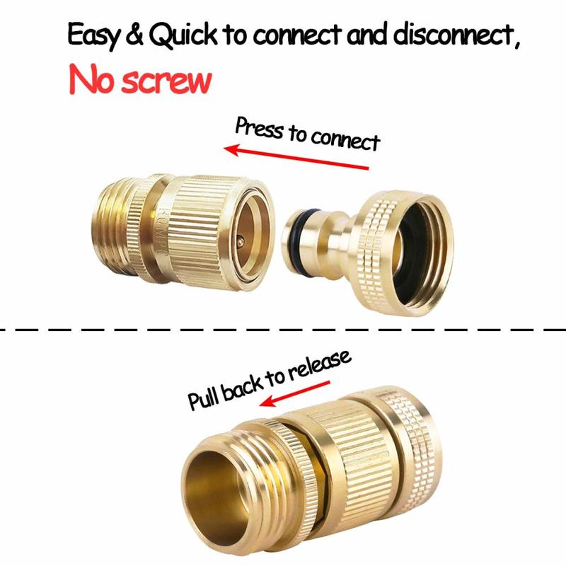 Garden Hose Quick Connector-Solid Brass 3/4 Inch GHT Thread Fitting