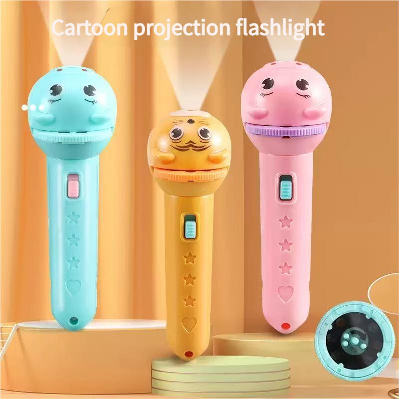 Kids Bedtime Story Projection Flashlight - 48 Pattern STEM Learning Toy with 6 Slides