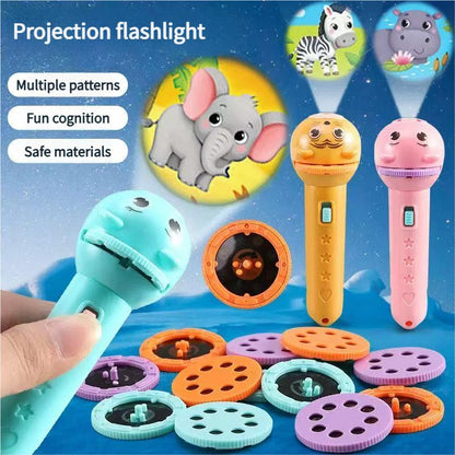 Kids Bedtime Story Projection Flashlight - 48 Pattern STEM Learning Toy with 6 Slides
