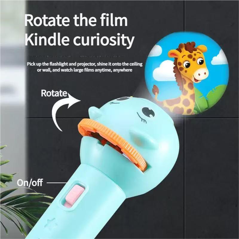 Kids Bedtime Story Projection Flashlight - 48 Pattern STEM Learning Toy with 6 Slides