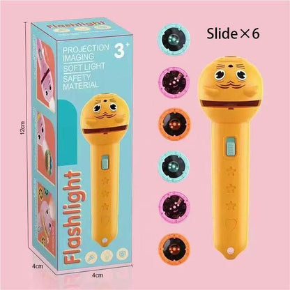 Kids Bedtime Story Projection Flashlight - 48 Pattern STEM Learning Toy with 6 Slides