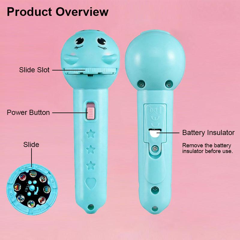Kids Bedtime Story Projection Flashlight - 48 Pattern STEM Learning Toy with 6 Slides