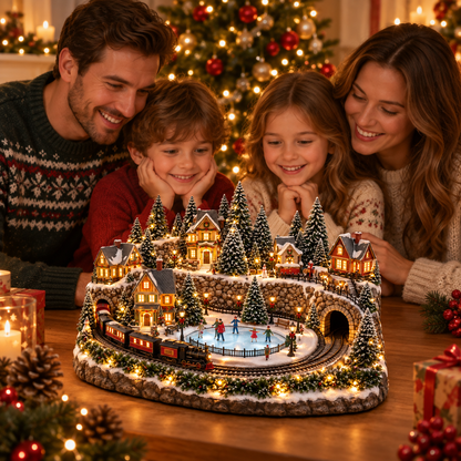 🚂✨ Animated Christmas Train & Ice Rink Scene