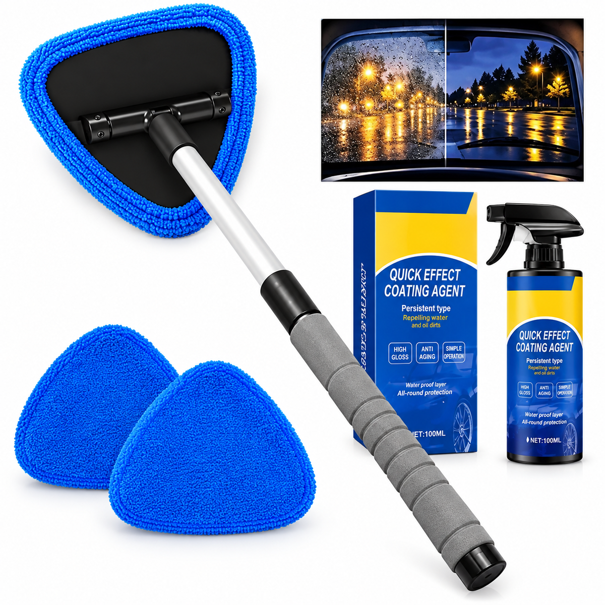 Dual Magnetic Car Window Cleaner | Streak-Free Car Window Cleaning Kit