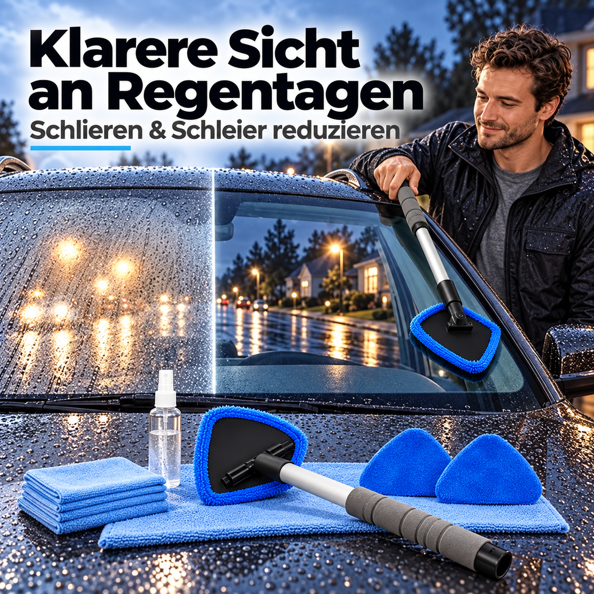 Dual Magnetic Car Window Cleaner | Streak-Free Car Window Cleaning Kit