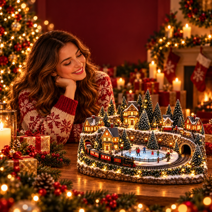 🚂✨ Animated Christmas Train & Ice Rink Scene
