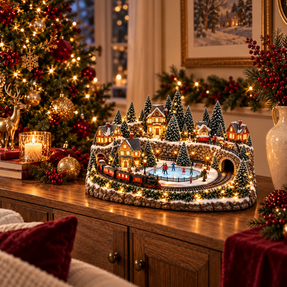 🚂✨ Animated Christmas Train & Ice Rink Scene