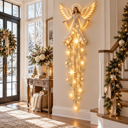 SEAGRIL® 👼 Angelic Blessing – Premium Christmas Light Wall Decoration with a Radiant Star Rain