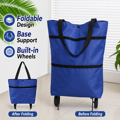 ⏳2-in-1 Foldable Shopping Cart Bag with Wheels, Reusable Grocery Tote, Large Capacity