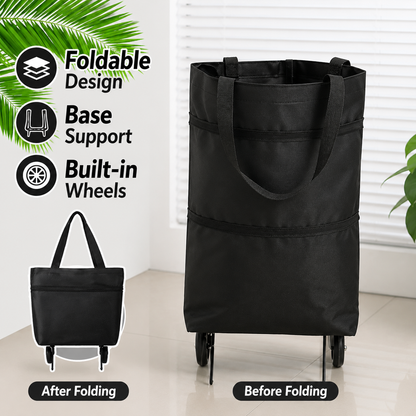⏳2-in-1 Foldable Shopping Cart Bag with Wheels, Reusable Grocery Tote, Large Capacity